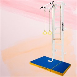 Шведская стенка Kampfer Helena Wall c матом №6 [№6 Жемчужный Стандарт белый турник c матом №6 синий/желтый] 22650