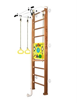 Шведская стенка Kampfer Helena Wall Busyboard [№2 Ореховый Стандарт Бизиборд желтый] Helena Wall Busyboard 2