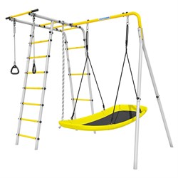 Спортивно-игровой комплекс ROMANA Лесная поляна-3 103.26.05-01 серый/желтый с Качели-гнездо Romana Лодка 1.Д-26.08 24294