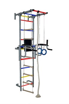 Спортивный комплекс Крепыш Пристенный с брусьями [Серый/ПВХ/Разноцветные] 12731