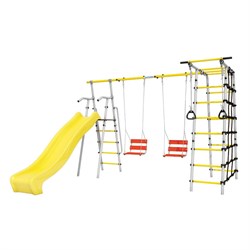 Спортивно-игровой комплекс ROMANA Богатырь MAX Плюс-2 103.12.07-02 серый/желтый с двумя цепными качелями 24279