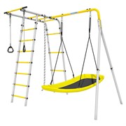 Спортивно-игровой комплекс ROMANA Лесная поляна-3 103.26.05-01 серый/желтый с Качели-гнездо Romana Лодка 1.Д-26.08 24294
