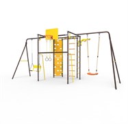 УДСК-7.3 Rokids Атлет-К2 с двумя качелями [Шоколад-желтый с качелями цепными и пластиковыми] 24338