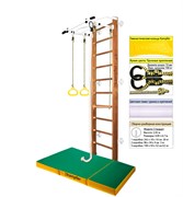 Шведская стенка Kampfer Helena Wall c матом №6 [№2 Ореховый Стандарт белый турник c матом №6 зеленый/желтый] 22642